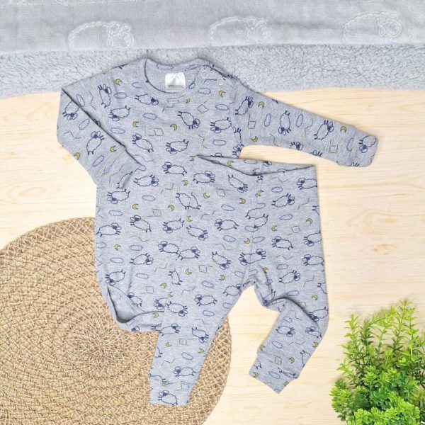 Pijama Body e Calça Canelado Pagão Carneirinhos