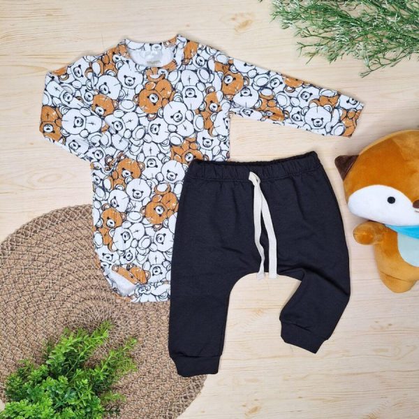 Conjunto Body e Calça Canelado Ursos
