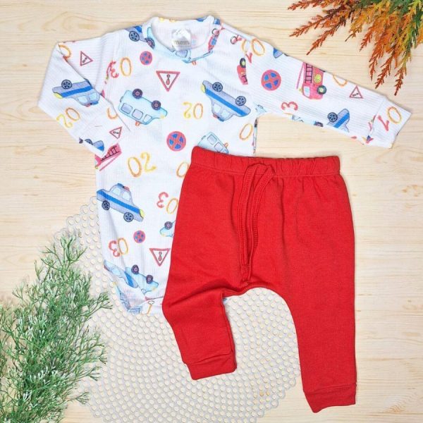 Conjunto Body e Calça Canelado Bombeiro