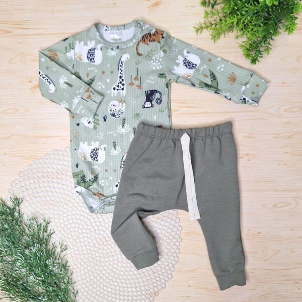Conjunto Body e Calça Canelado Safari Verde