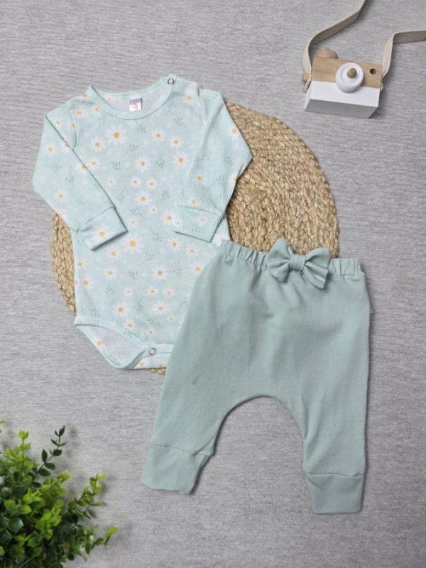 Conjunto Body Canelado e Calça Cotton