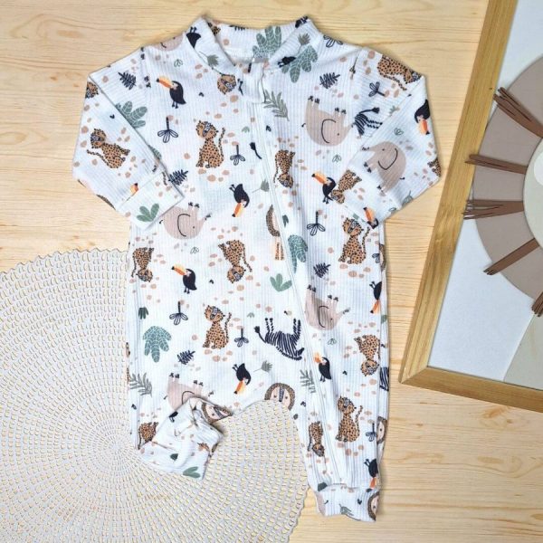 Macacão Bebê Canelado Com Zíper – Safari Off