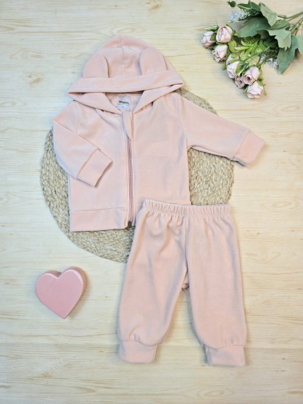 Conjunto Longo Jaqueta e Calça Plush Pêssego