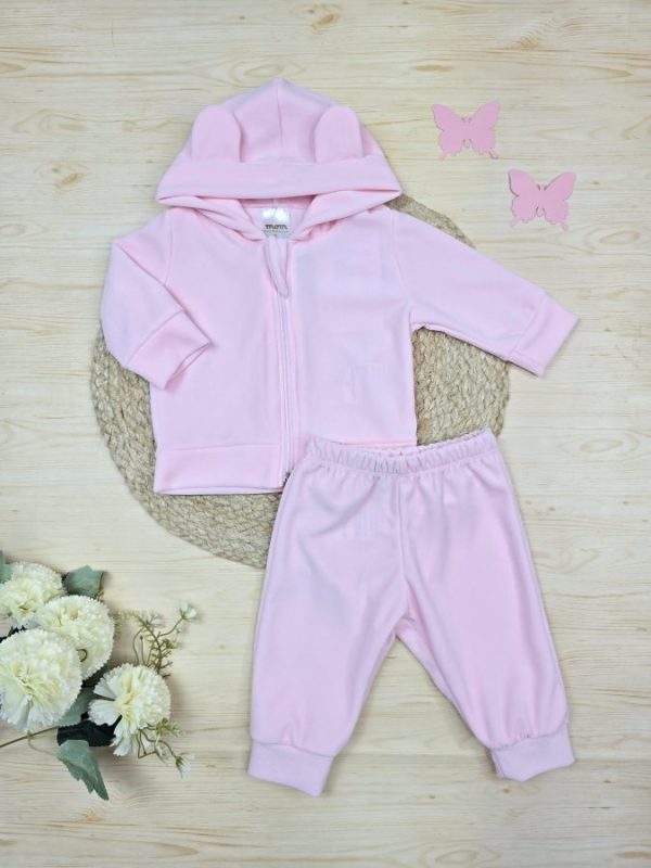 Conjunto Longo Jaqueta e Calça Plush Rosa