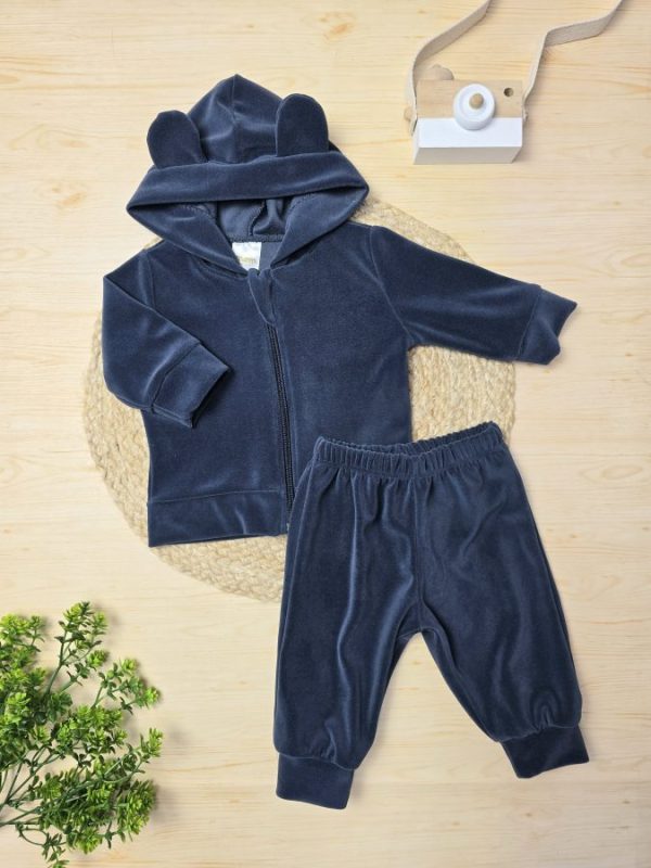 Conjunto Longo Jaqueta e Calça Plush Azul Marinho