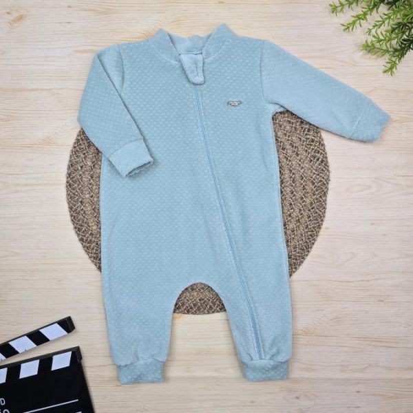 Macacão Longo Plush Bebê Verde Claro ( com detalhe Plaquinha)