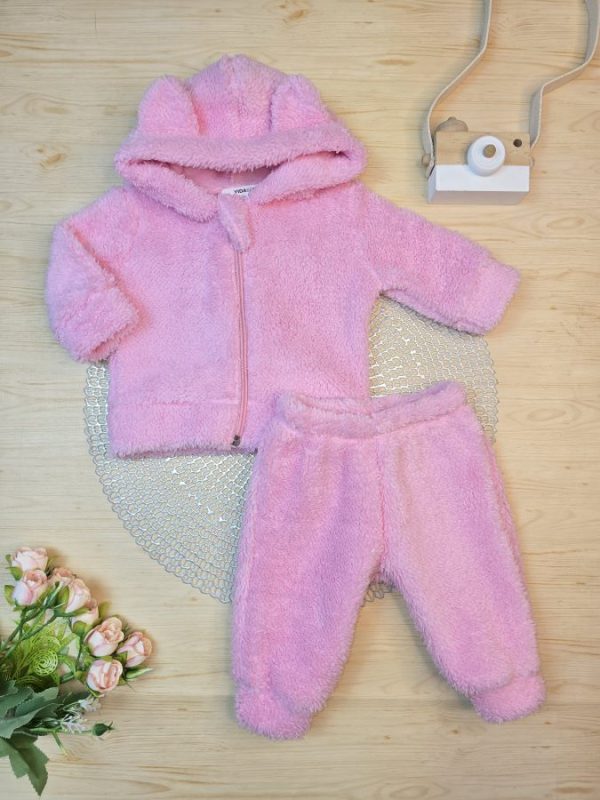 Conjunto Longo Jaqueta e Calça Sherpa Rosa