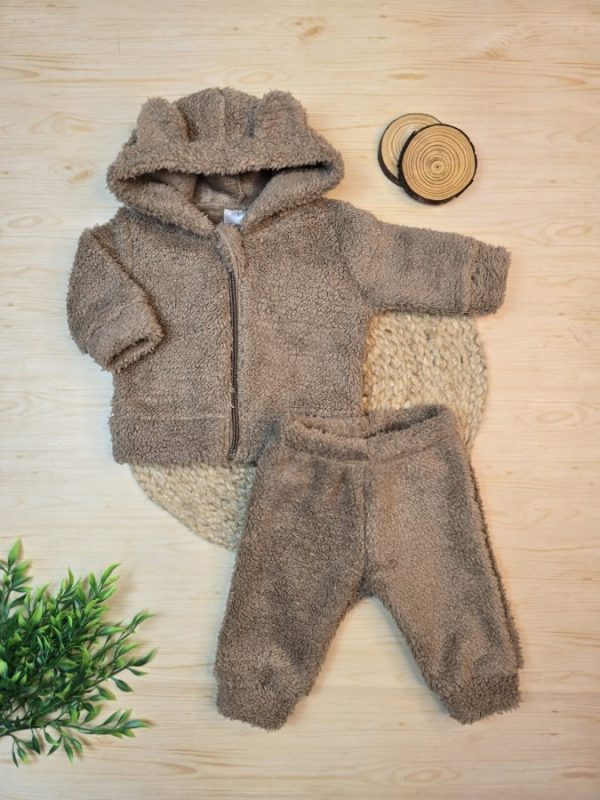 Conjunto Longo Jaqueta e Calça Sherpa Marrom