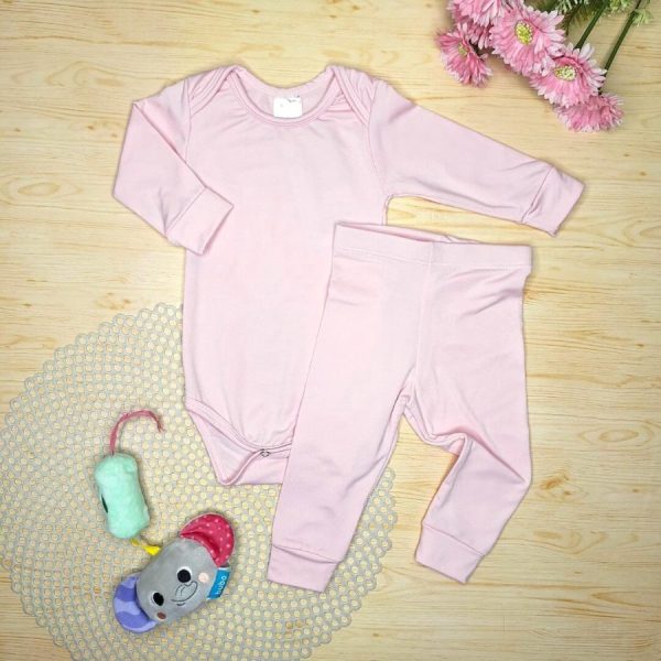 Conjunto Térmico Body/Calça Rosa Bebê