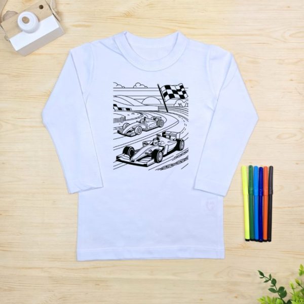 Camiseta Longa Infantil Mágica - Carro de Corrida