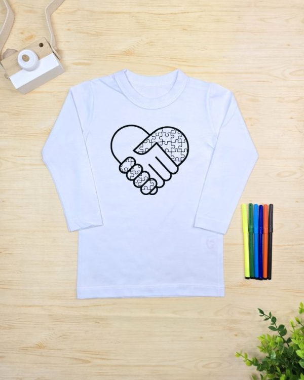 Camiseta Infantil Manga Longa Mágica - Autismo Coração