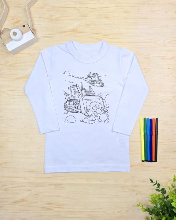 Camiseta Infantil Manga Longa Mágica - Máquinas