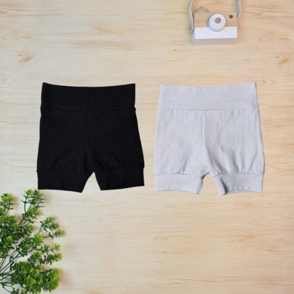 Kit 2 Shorts em Cotton para Bebê - Preto e Branco