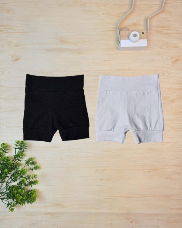 Kit 2 Shorts em Cotton para Bebê - Preto e Branco