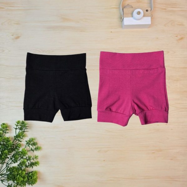 Kit 2 Shorts em Cotton para Bebê – Preto e Pink
