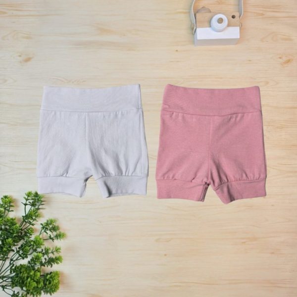 Kit 2 Shorts em Cotton para Bebê – Branco e Rosê