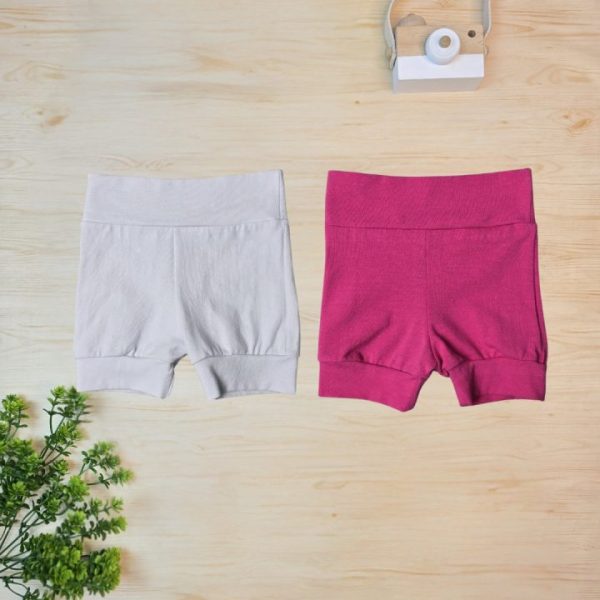 Kit 2 Shorts em Cotton para Bebê – Branco e Pink