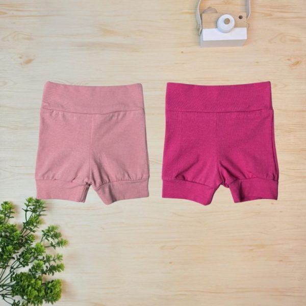 Kit 2 Shorts em Cotton para Bebê – Rosê e pink