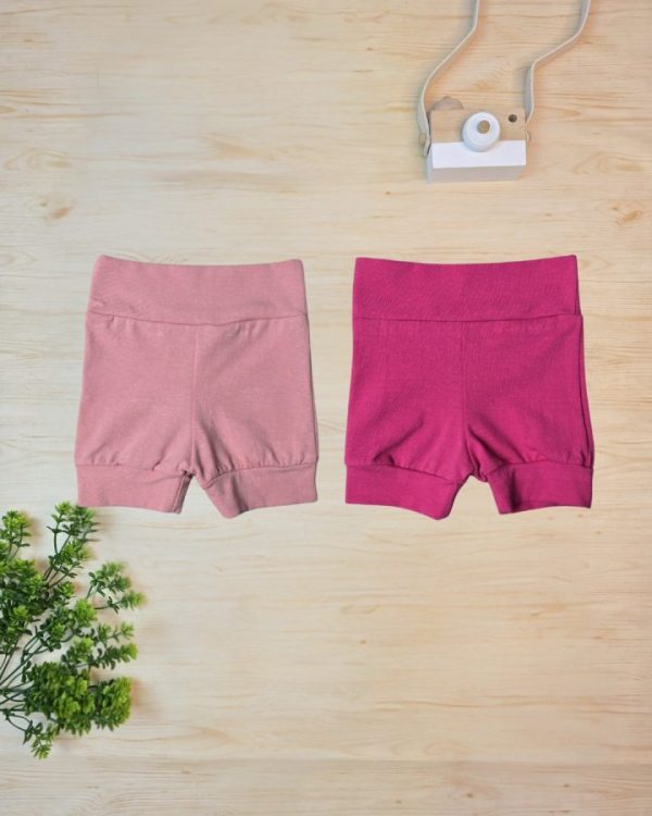 Kit 2 Shorts em Cotton para Bebê – Rosê e pink