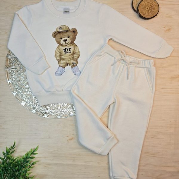 Conjunto de Moletom com Gola Off - Urso NYC