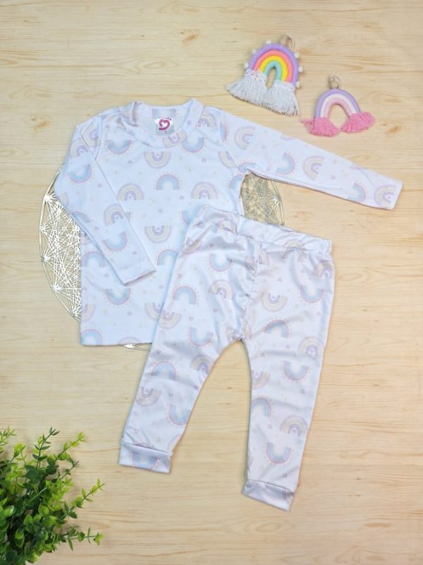 Conjunto Infantil Térmico Branco Arco Íris  A Pronta Entrega