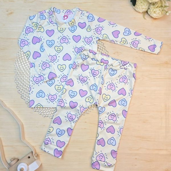 Conjunto Infantil Térmico Estampado - Corações