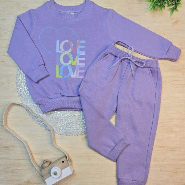 Conjunto de Moletom com Gola Lilás - Love