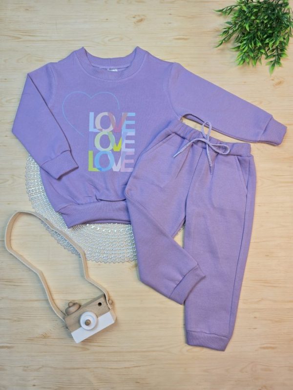 Conjunto de Moletom com Gola Lilás - Love