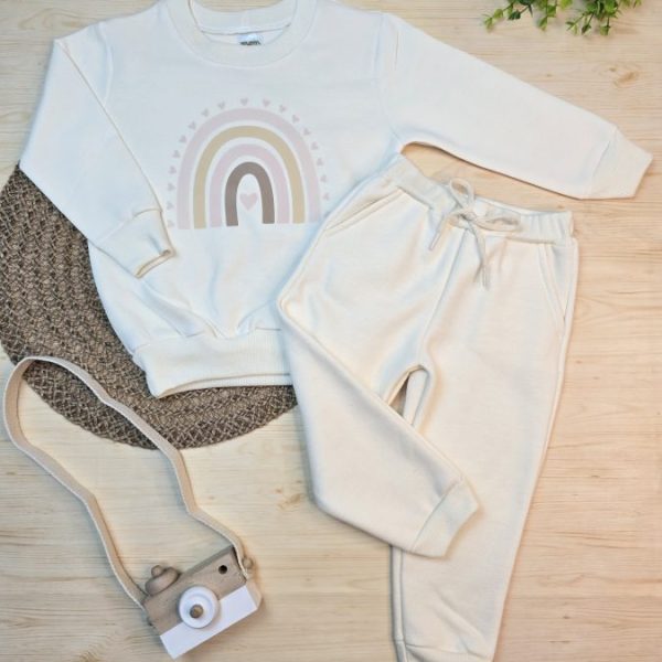 Conjunto de Moletom com Gola - Off Arco-íris