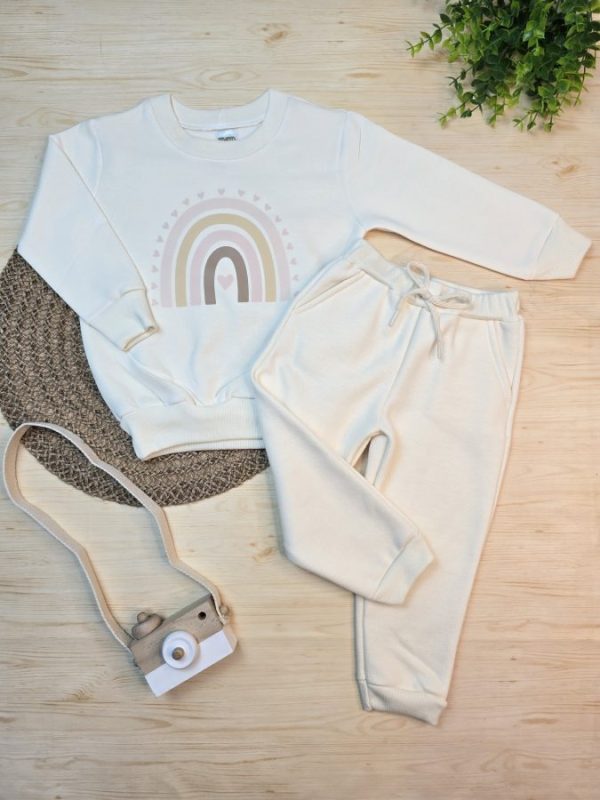 Conjunto de Moletom com Gola - Off Arco-íris