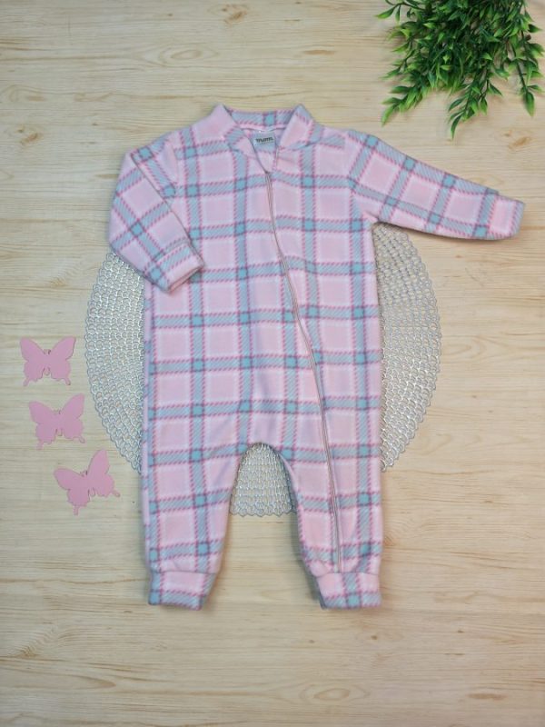 Macacão Pijama Soft Rosa Xadrez