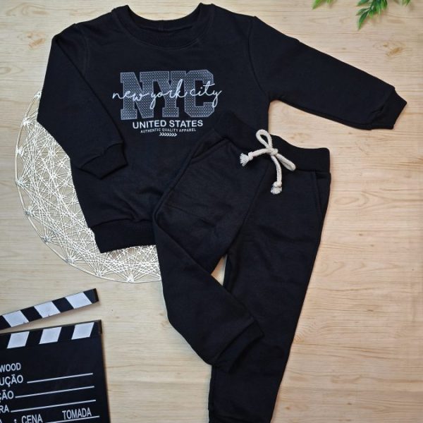 Conjunto de Moletom com Gola Preto - NYC