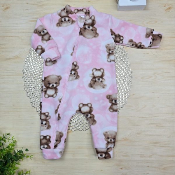 Macacão Longo Soft Pijama Rosa Ursinhas