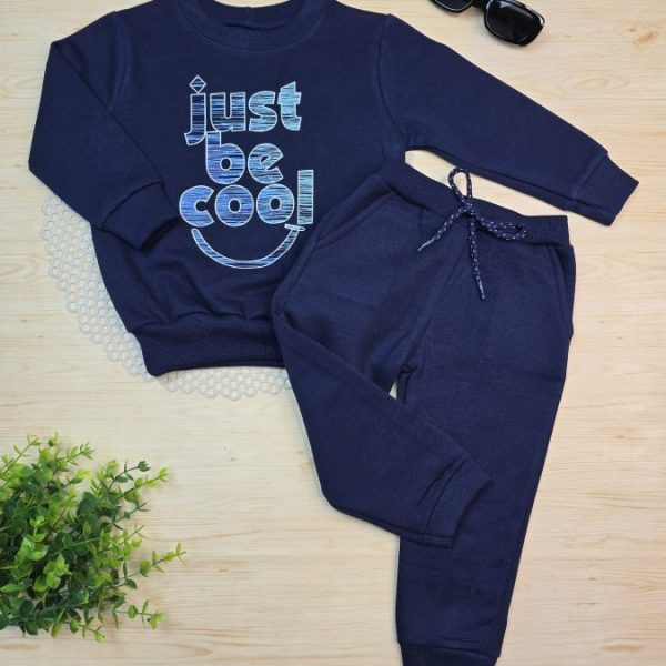 Conjunto de Moletom com Gola - Azul Marinho Just Be Cool