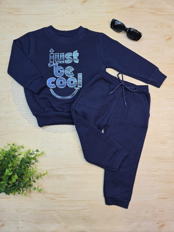 Conjunto de Moletom com Gola - Azul Marinho Just Be Cool