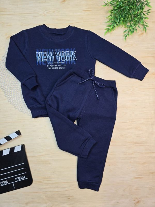Conjunto de Moletom com Gola - Azul Marinho New York