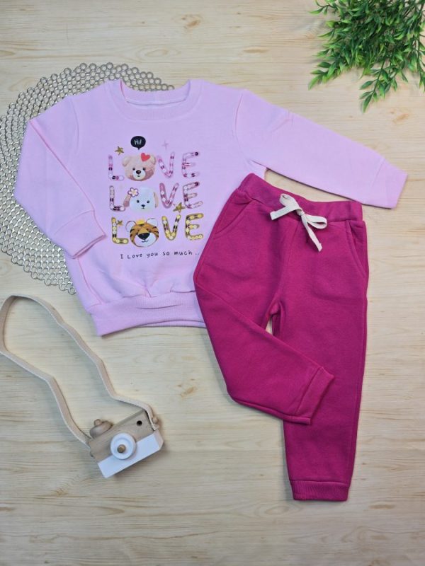 Conjunto de Moletom com Gola - Rosa Love