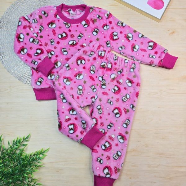 Conjunto Fleece Pijama Blusa e Calça Rosa - Ovelhinha