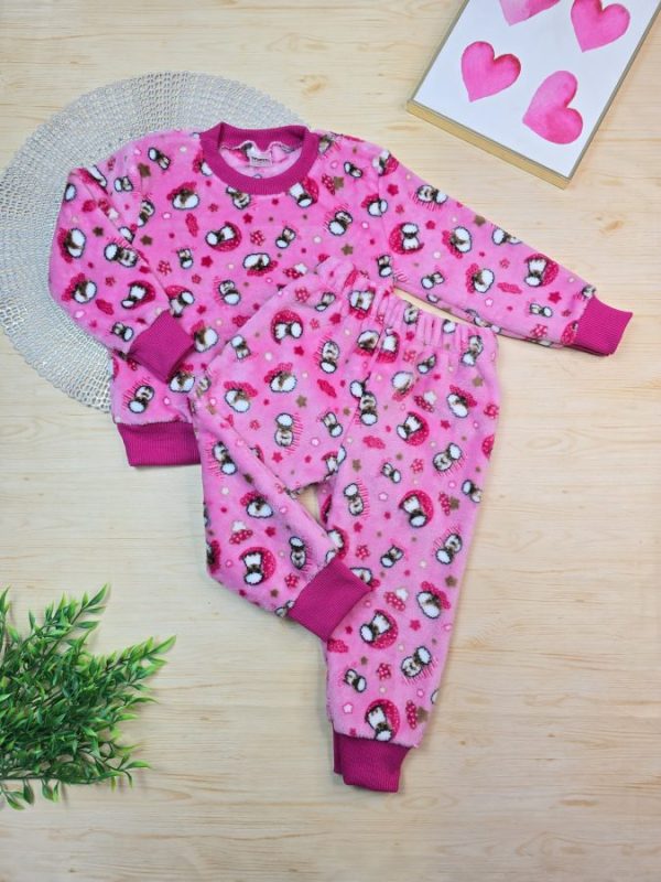 Conjunto Fleece Pijama Blusa e Calça Rosa - Ovelhinha
