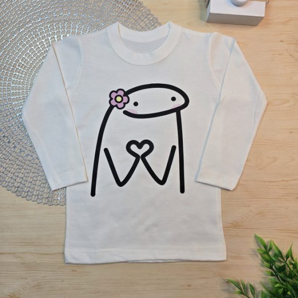 Camiseta Longa Infantil Estampada Off- Bichinho