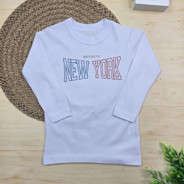 Camiseta Longa Infantil Estampada - New York