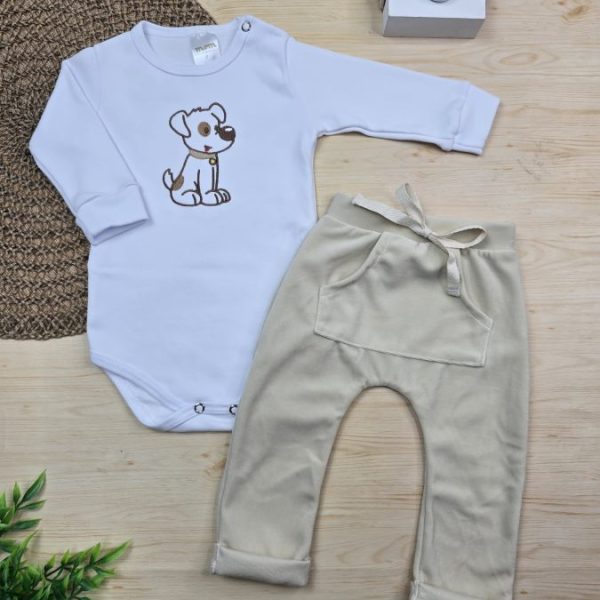 Conjunto Body Algodão Egípcio Bordado e Calça Plush – Dog