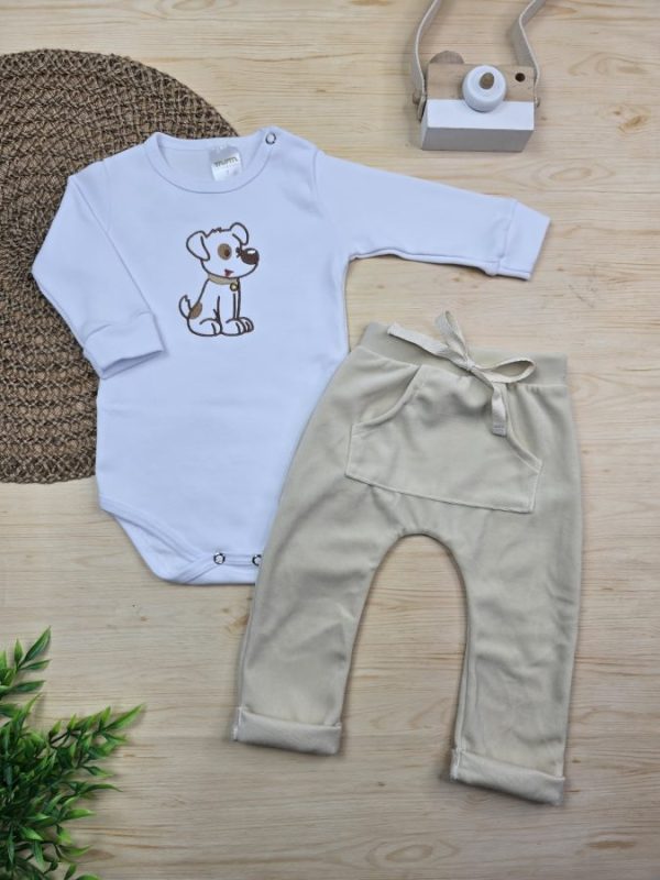 Conjunto Body Algodão Egípcio Bordado e Calça Plush – Dog