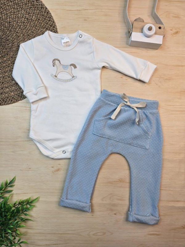 Conjunto Body Algodão Egípcio Bordado e Calça Plush – Cavalinho