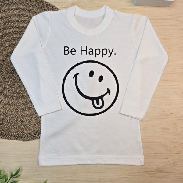 Camiseta Longa Infantil Estampada Off - Be Happy