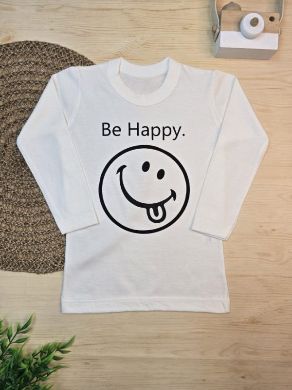 Camiseta Infantil Manga Longa Tradicional Off- Be Happy