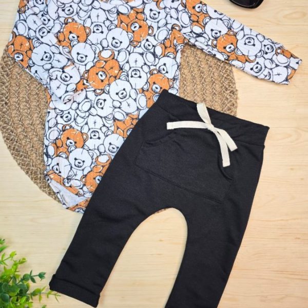 Conjunto Body Canelado e Calça Molecotton - Ursos
