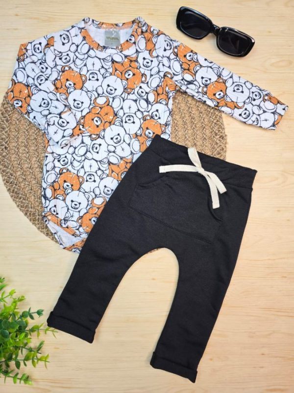 Conjunto Body Canelado e Calça Molecotton - Ursos