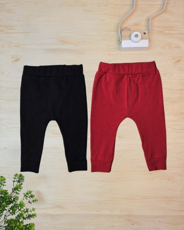 Kit 2 Calças em Cotton para Bebê – Vermelha e Preta