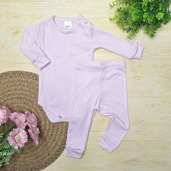 Pijama Body e Calça Canelado Pagão - Rosa